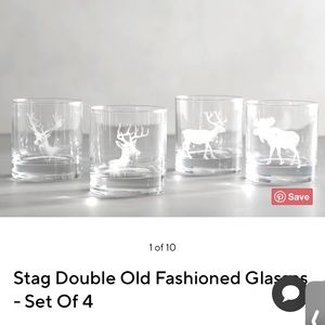 Double Old Fashioned set of 4. New in box! Stag design etched drinking glasses.